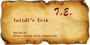 Tollár Erik névjegykártya